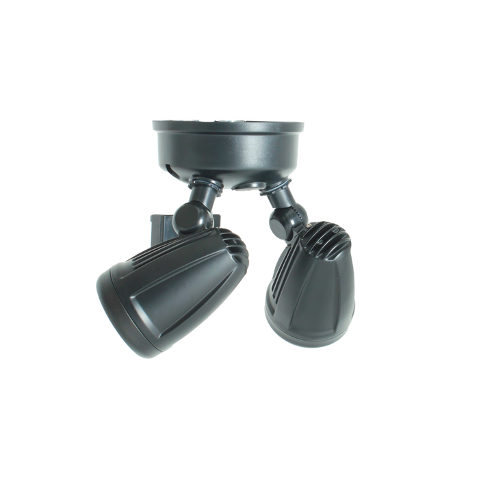 SENSOR Black LED Aluminium Outdoor Security Flood Twin Spotlight