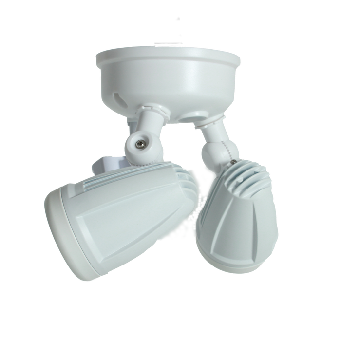 SENSOR White LED Aluminium Outdoor Security Flood Twin Spotlight