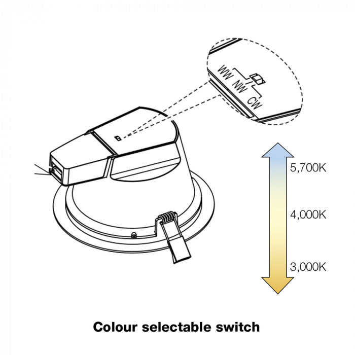 SU-LDU150 LED Colour Selectable Downlight 18W WH