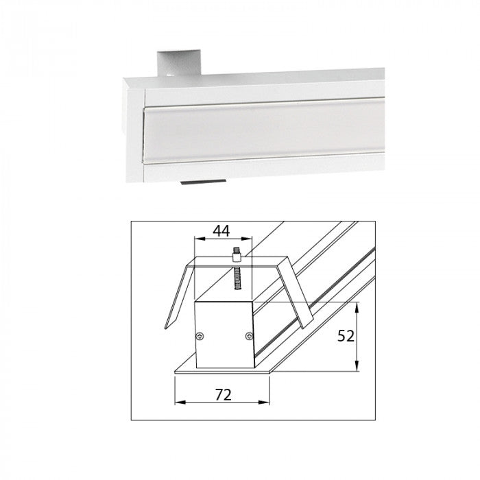 SU-LIND-14R Linear Recessed Mount Striplight 616mmL  GY/WH