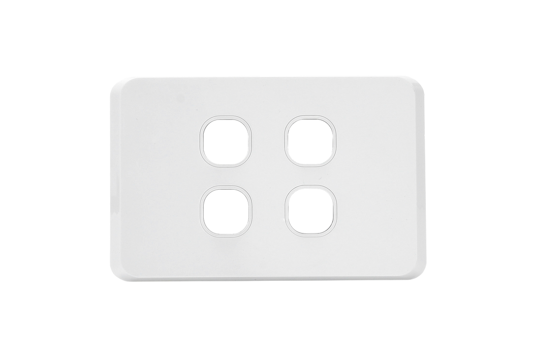 ISWS4LM-W(RS204)Iluxlite 4 Gang Switch Grid Panel only White base