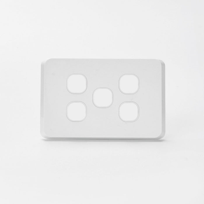 ISWS5LM-W(RS205)Iluxlite 5 Gang Switch Grid Panel only White base