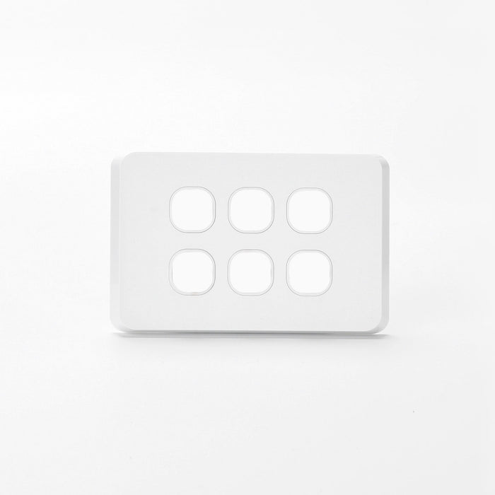 ISWS6LM-W(RS206)Iluxlite 6 Gang Switch Grid Panel only White base