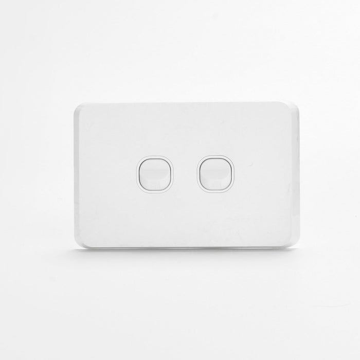 ISWS2-W(RS304)Iluxlite 2 Gang Switch White base White cover