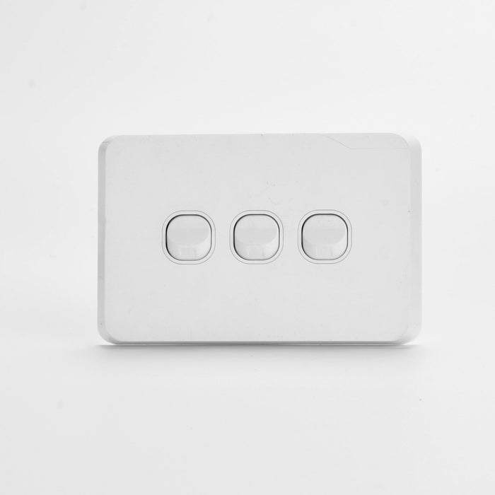 ISWS3-W(RS306)Iluxlite 3 Gang Switch White base White cover