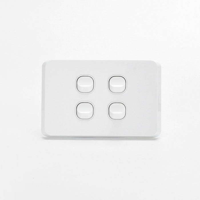 ISWS4-W(RS308)Iluxlite 4 Gang Switch White base White cover