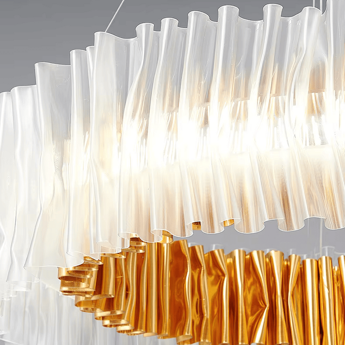 Pleated Italian-designed LED Acrylic Pendant Light 3000K Golden