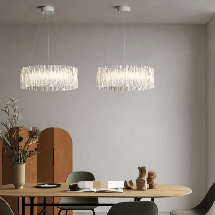 Pleated Clear Texture LED Acrylic Pendant Light Silver