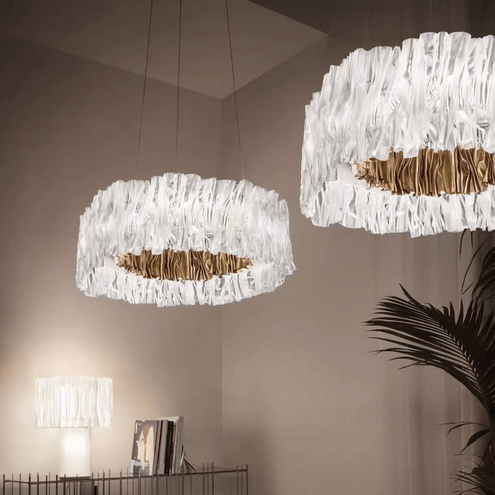 Pleated Italian-designed LED Acrylic Pendant Light 3000K Golden