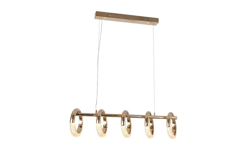 AURORA Gold Ring LED Pendant Light – 25W, 3000K Warm Light, Clear Acrylic, L1000×H1200mm