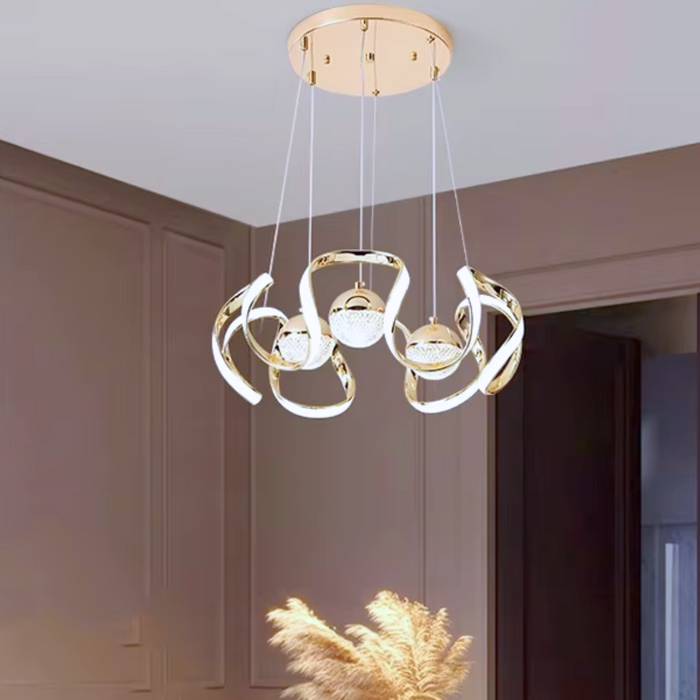 ROSE Led Curve Pendant Light Golden