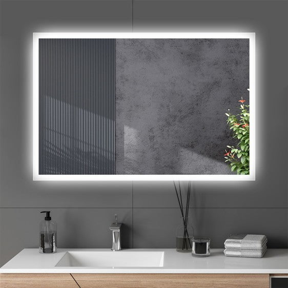 BREEZE White Frame 3 Light Color 1200*700 Led Mirror Light