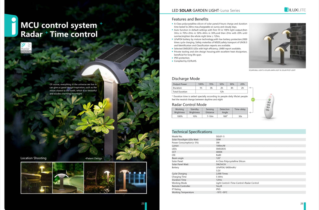 BRIGHT 50W LED Solar Garden Light