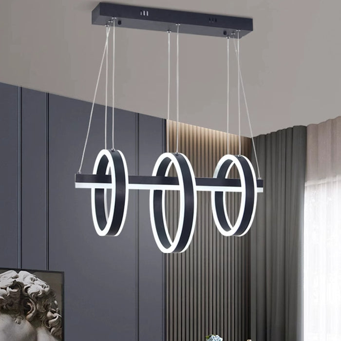 CD20121ABW6-3 3 Round Black and White LED Horizontal  Pendant Light