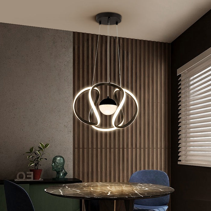 AURAWALL LED Curved Modern Design Pendant Light Silver