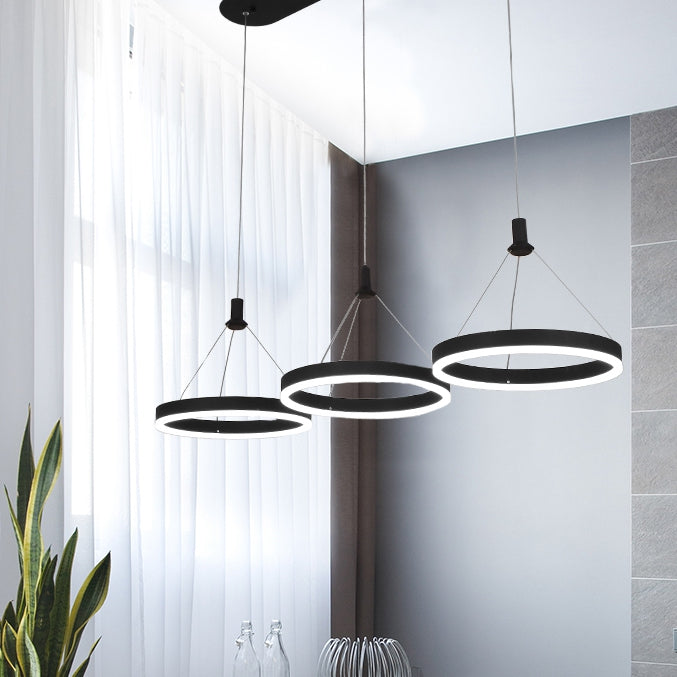 QUINTET Triple Ring Modern Design Horizontal LED Pendant Light