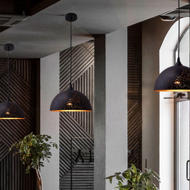 BRILLIANCE Corrosion Lampshade Black Metal Industry Design LED Pendant Light